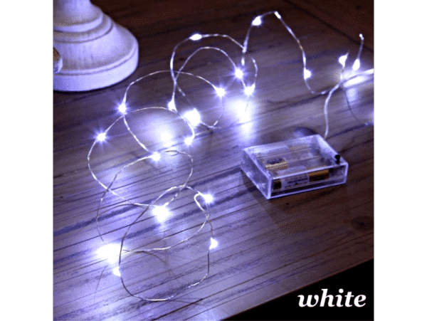 Batteri Wire Lyskæde med 50 LED - Indendørs-Hvid