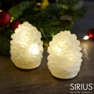 Sirius Carmen Kogler 2 stk. frosted glaskogler med LED lys