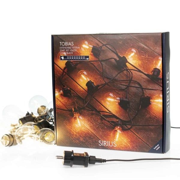 Sirius Tobias startsæt - lyskæde med 10 klare LED-pærer i varm hvid