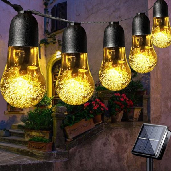 COSY udendørs LED lyskæde med solceller - 20 LED lys / 3.5m - Varm gul