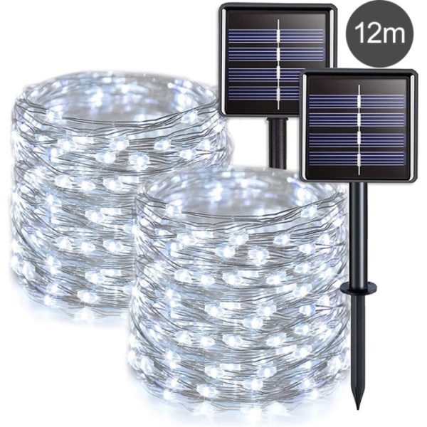 Fairy Udendørs LED Lyskæde med SOLCELLER - 100 LED lys / 12m - Hvid