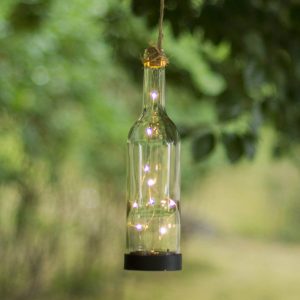 LED-solcellelampe Bottle, transparent