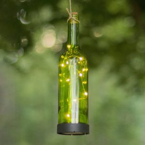 LED-solcellelampe Bottle, grøn