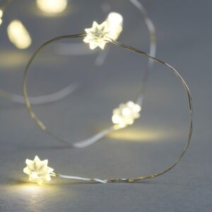 Sirius - Silke miniblomst 40 lys med timer, Klar/Sølv