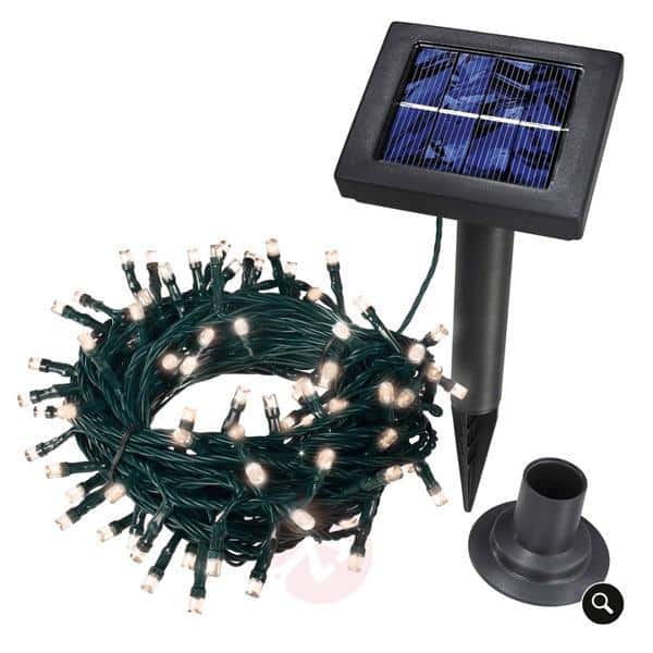 LED-lyskæde solcelle drevet m/100 LED (flere farver) - 9 meter - Rød