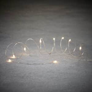 Lyskæde sølvfarvet med 20 klassisk hvide LED-lys