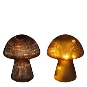 Svamp med lys 20 cm høj -Mørkebrun