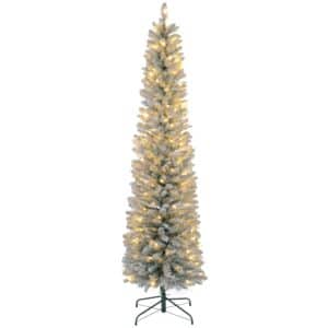 Juletræ 210 cm, LED-lyskæde, kunstigt lys, flammehæmmende, metalfod, grøn