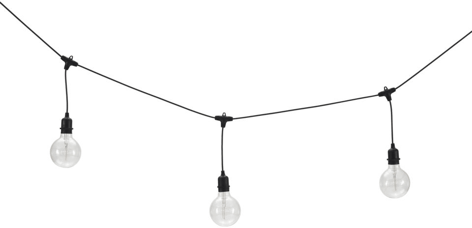 Lyskæde House Doctor Filan 6,4 m LED sort - indendørs/udendørs, 6 pærer, glas/kobber/metal